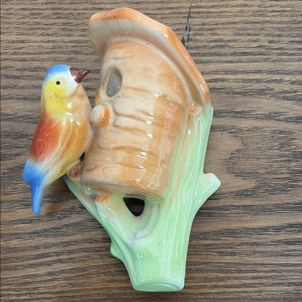 Czechoslovakia Vintage Colorful Bird ceramic Wall Pocket